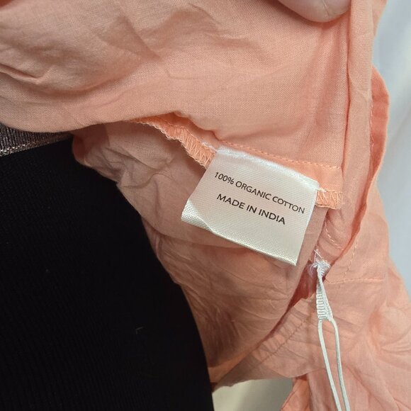 NWT Self Contrast Anthropologie Puff-Sleeve Blouse Size Medium Pink/Orange Paypa - Picture 6 of 10